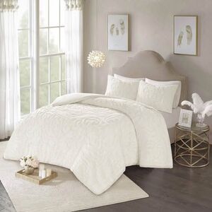 3 Piece Cal-King/King Duvet Cover Set Madison Park New Tufted Design Medallion